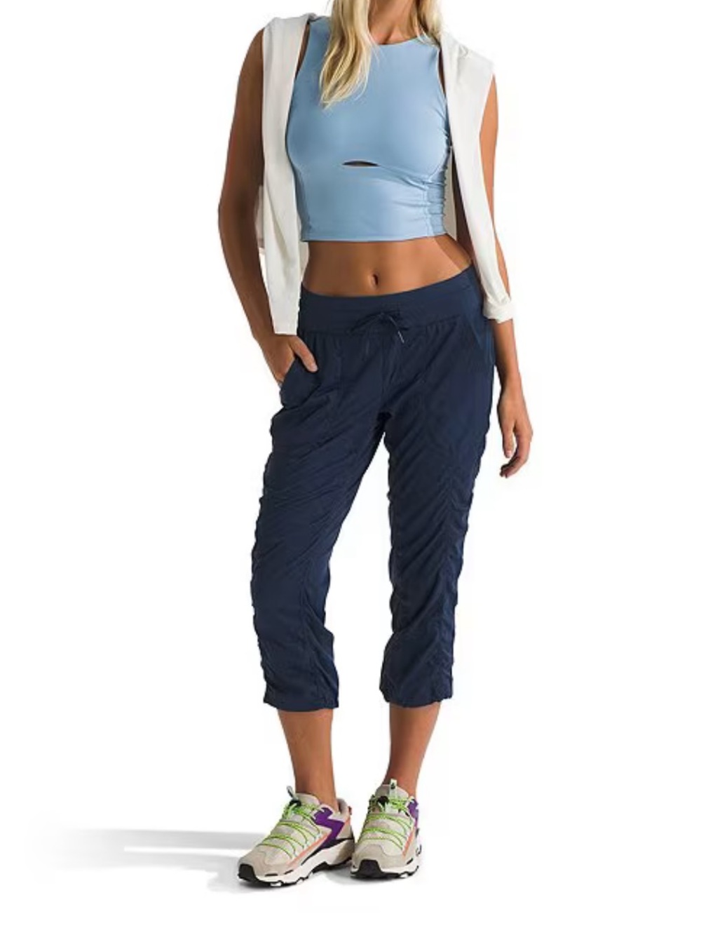 Aphrodite 2.0 Water Resistant Drawstring Capri Pants XS denim color - Picture 2 of 8